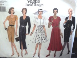 1339 VOGUE STRT-FLARE SS-LS BUTTON DRESS LENGTHS  PATTERN 12-16